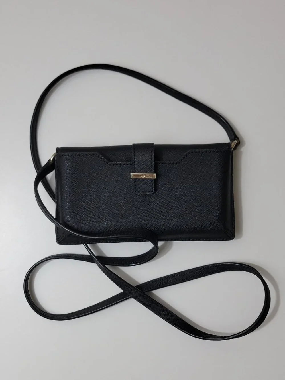 Kate Spade Leather Handbag Saffiano Wallet Crossbody Bag Black Gold Hardware